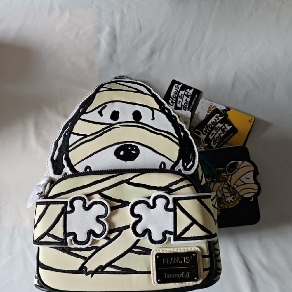 Loungefly Peanuts Snoopy Mummy Backpack And Wallet-Glow In The Dark-CROSS LISTED